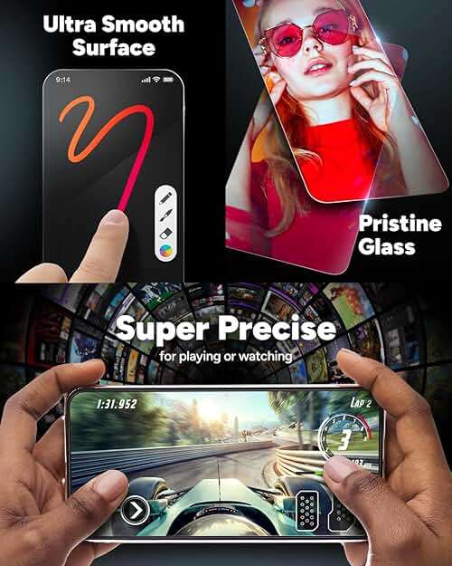 ZAGG Glass+ Screen Protector for iPhone 15 Pro Max - 3X Stronger with Reinforced Edges, Scratch & Smudge-Resistant Surface, InvisibleShield, Easy to Install - Image 4