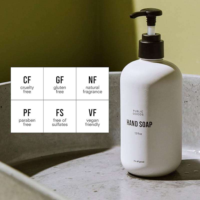 Public Goods Hand Soap | Cleansing Soap for Kitchen & Bathroom | Made with Natural Essential Oils | Paraben & Sulfate Free | Vegan Friendly | Made in Canada | 12 Fl Oz Bottle with Dispenser Pump - Image 2