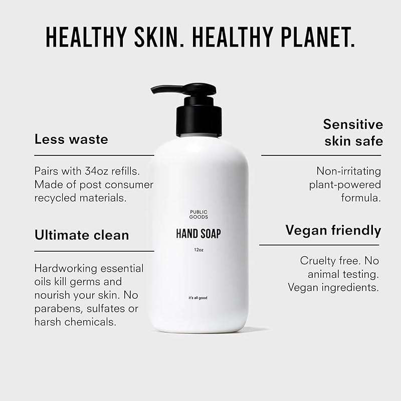 Public Goods Hand Soap | Cleansing Soap for Kitchen & Bathroom | Made with Natural Essential Oils | Paraben & Sulfate Free | Vegan Friendly | Made in Canada | 12 Fl Oz Bottle with Dispenser Pump - Image 4