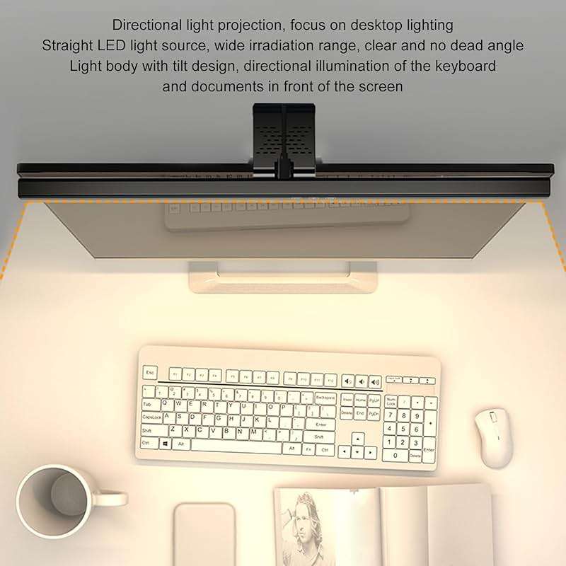 Computer Monitor Lamp, LED Screen Light Bar for Eye Caring, Stepless Dimmable, Touch Control, Office Monitor Light (White) - Image 6