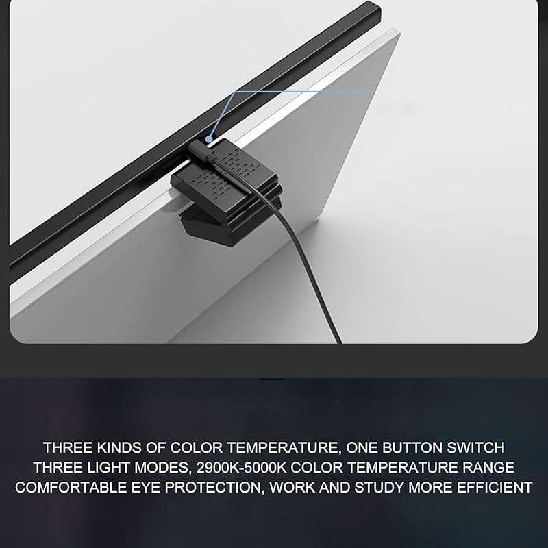 Computer Monitor Lamp, LED Screen Light Bar for Eye Caring, Stepless Dimmable, Touch Control, Office Monitor Light (White) - Image 7