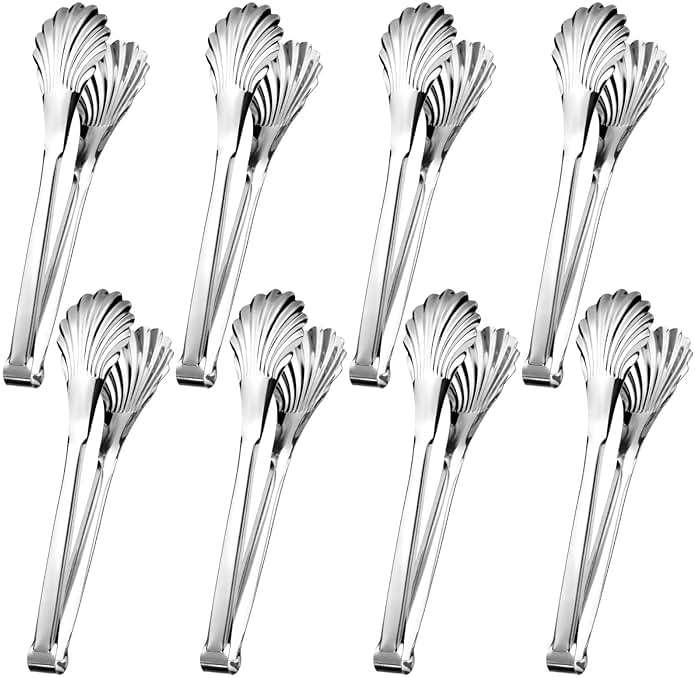 Uiifan 8 Pcs 11inch Stainless Steel Kitchen Tongs, Buffet Salad Serving Tongs Bulk, High Heat Resistant Clips for Cooking, Kitchen and BBQ Utility Tong, Dishwasher - Image 1