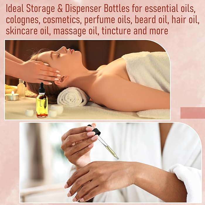 Set of 4, 1 oz Clear Eye Dropper Bottles with 1 Stainless Steel Funnels & 4 Labels - Black Caps 30ml Thick Glass Tincture Bottles - Leakproof Essential Oils Bottles for Health, Personal Care & Beauty - Image 8