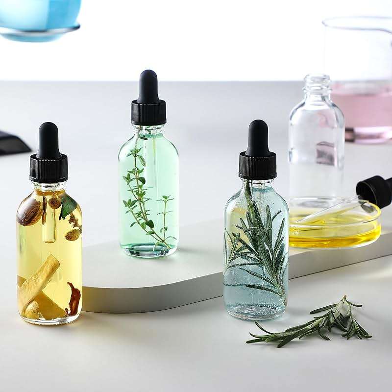 4 Pcs, 2 oz Clear Eye Dropper Bottles with 1 Stainless Steel Funnels & 4 Labels - Black Caps 60ml Thick Glass Tincture Bottles - Leakproof Essential Oils Bottles for Health, Personal Care & Beauty - Image 9