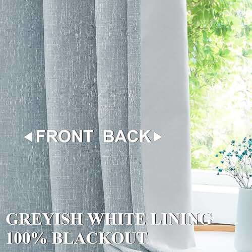 Vision Home Chambray Blue Full Blackout Curtains 84 inch for Bedroom Living Room Darkening Soundproof Window Panels Thermal Insulated Rod Pocket Back Tab Grayish Blue Drapes 2 Panels 50" Wx84 L - Image 3