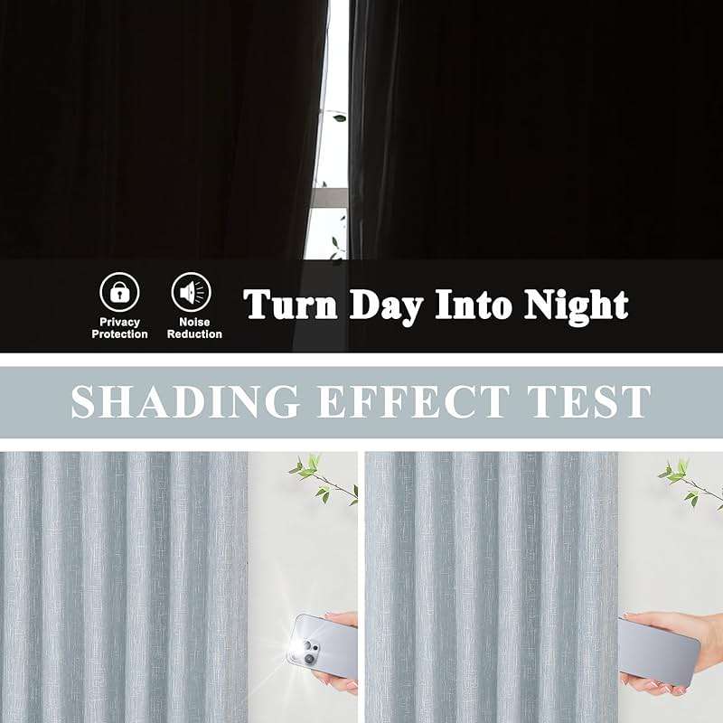 Vision Home Chambray Blue Full Blackout Curtains 84 inch for Bedroom Living Room Darkening Soundproof Window Panels Thermal Insulated Rod Pocket Back Tab Grayish Blue Drapes 2 Panels 50" Wx84 L - Image 4