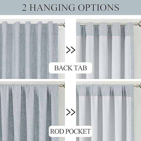 Vision Home Chambray Blue Full Blackout Curtains 84 inch for Bedroom Living Room Darkening Soundproof Window Panels Thermal Insulated Rod Pocket Back Tab Grayish Blue Drapes 2 Panels 50" Wx84 L - Image 5