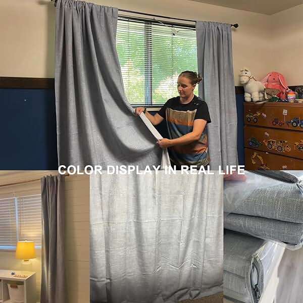Vision Home Chambray Blue Full Blackout Curtains 84 inch for Bedroom Living Room Darkening Soundproof Window Panels Thermal Insulated Rod Pocket Back Tab Grayish Blue Drapes 2 Panels 50" Wx84 L - Image 8