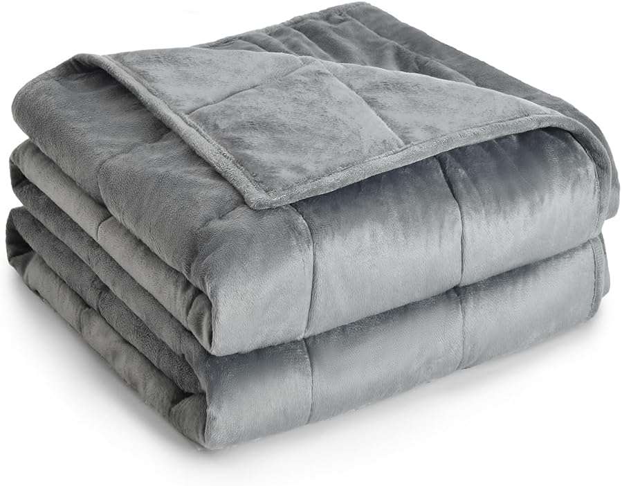 Topblan Weighted Blanket Twin Size 15lbs, Adult Weighted Blankets with Soft Warm Fabric for Sleeping and Calming, Adult Heavy Blanket for Sofa Bed, Grey, 48 x 72 inches - Image 1