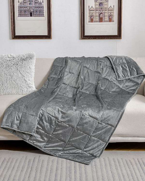 Topblan Weighted Blanket Twin Size 15lbs, Adult Weighted Blankets with Soft Warm Fabric for Sleeping and Calming, Adult Heavy Blanket for Sofa Bed, Grey, 48 x 72 inches - Image 2