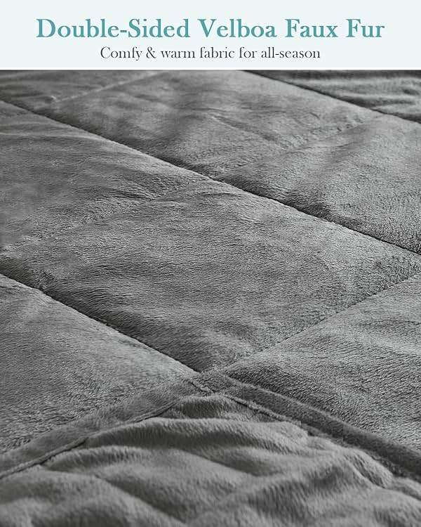 Topblan Weighted Blanket Twin Size 15lbs, Adult Weighted Blankets with Soft Warm Fabric for Sleeping and Calming, Adult Heavy Blanket for Sofa Bed, Grey, 48 x 72 inches - Image 3