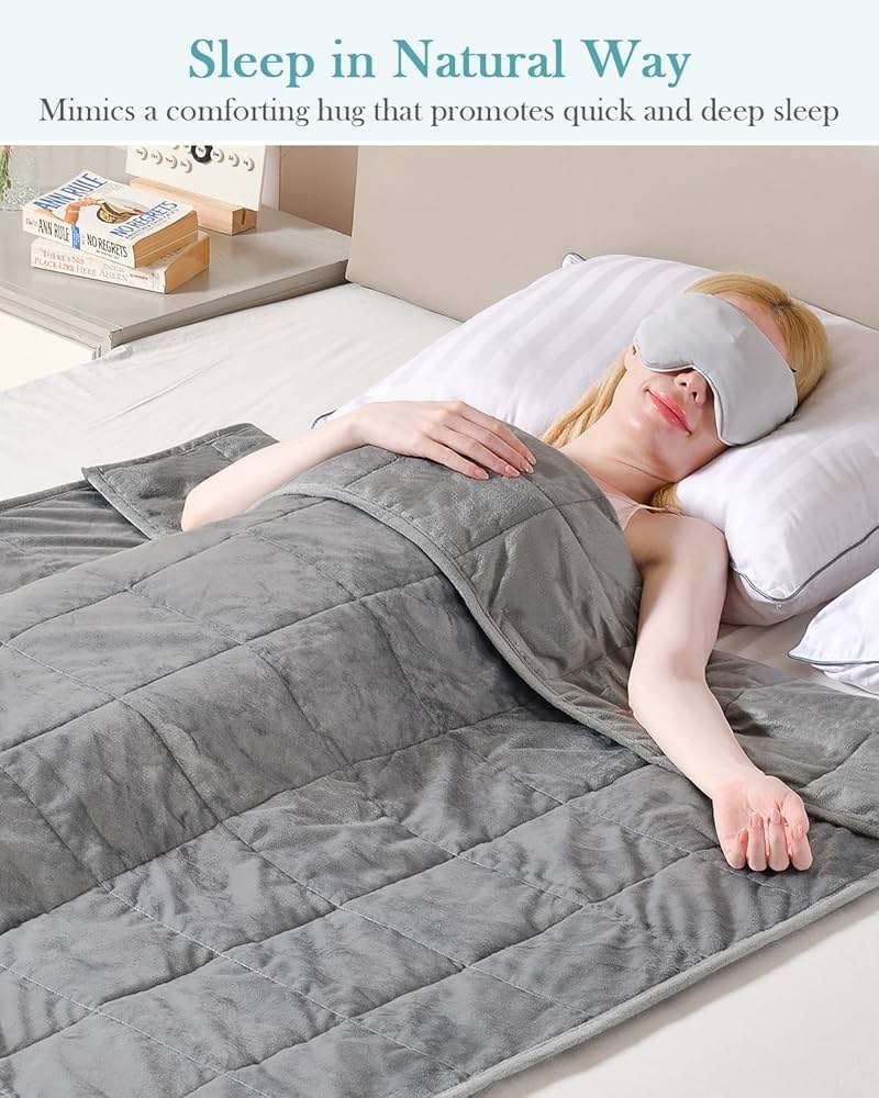 Topblan Weighted Blanket Twin Size 15lbs, Adult Weighted Blankets with Soft Warm Fabric for Sleeping and Calming, Adult Heavy Blanket for Sofa Bed, Grey, 48 x 72 inches - Image 4