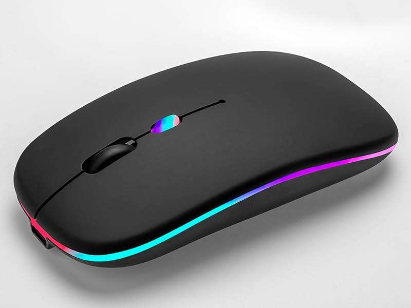 AIKOKOK Wireless Bluetooth Mouse, Rechargeable, Dual Mode Bluetooth 5.2 & 2.4G USB, LED Lights, Slim, Silent, Portable Computer Mouse for Laptop, PC, MacBook, iPad, Tablet (Black) - Image 9