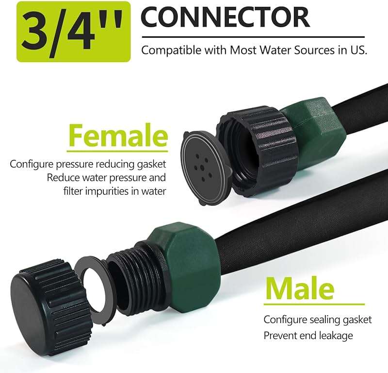 Holldoor Soaker Hose 25 ft 2-Pack, Flat Soaker Hose 50 ft for Garden Watering, Lightweight Drip Irrigation Hoses 50 ft for Soaking, Double Layer Sprinkler Watering Hose (25 ftx2) - Image 2