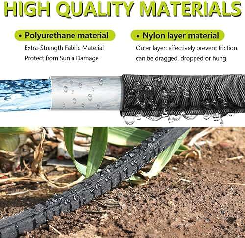 Holldoor Soaker Hose 25 ft 2-Pack, Flat Soaker Hose 50 ft for Garden Watering, Lightweight Drip Irrigation Hoses 50 ft for Soaking, Double Layer Sprinkler Watering Hose (25 ftx2) - Image 3