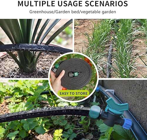 Holldoor Soaker Hose 25 ft 2-Pack, Flat Soaker Hose 50 ft for Garden Watering, Lightweight Drip Irrigation Hoses 50 ft for Soaking, Double Layer Sprinkler Watering Hose (25 ftx2) - Image 5