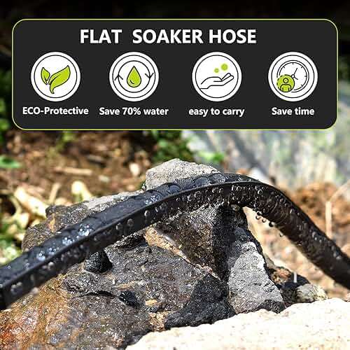 Holldoor Soaker Hose 25 ft 2-Pack, Flat Soaker Hose 50 ft for Garden Watering, Lightweight Drip Irrigation Hoses 50 ft for Soaking, Double Layer Sprinkler Watering Hose (25 ftx2) - Image 6