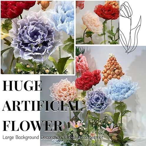 LG LOUIS GARDEN 6.56 Ft Large Electric Auto-Open Organza Flowers for Decorations with Light, Giant Flowers for Wedding Mother's Day Birthday Graduation Party Banquet Backdrop Home Decor Shop Window - Image 2