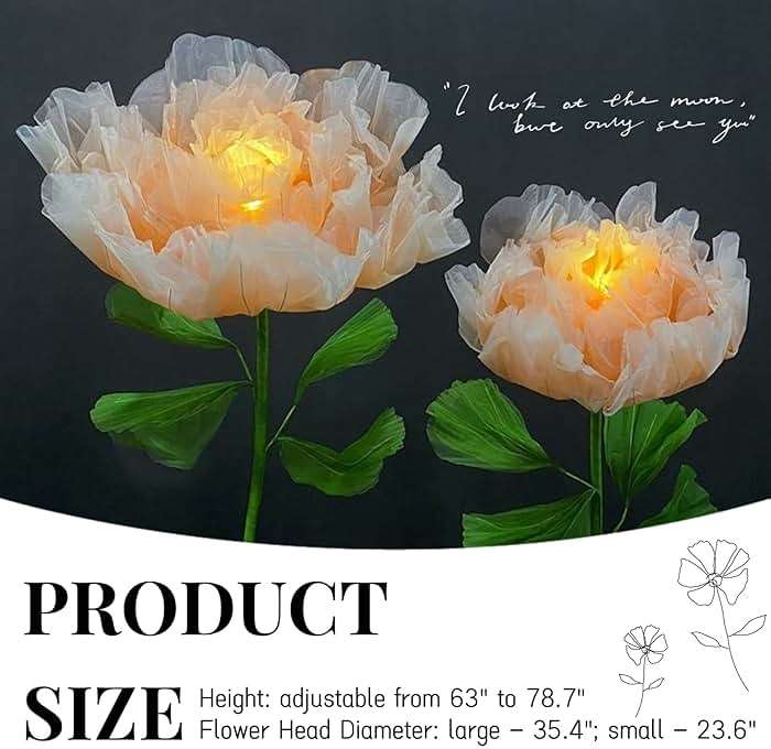 LG LOUIS GARDEN 6.56 Ft Large Electric Auto-Open Organza Flowers for Decorations with Light, Giant Flowers for Wedding Mother's Day Birthday Graduation Party Banquet Backdrop Home Decor Shop Window - Image 7