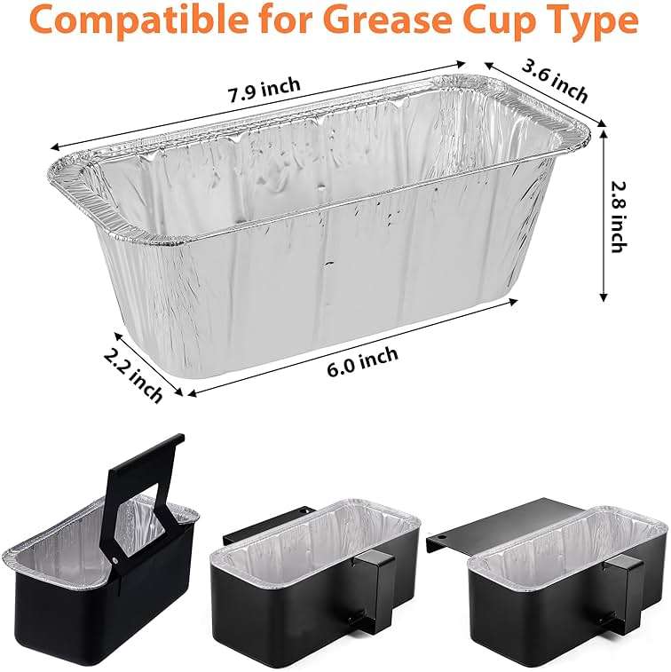 Whaleme 50-Pack Griddle Accessories for Blackstone - Grease Cup Liners Compatible with Blackstone 5017 Griddle, Aluminum Foil Drip Pan Disposable Grease Catcher Tray for 17, 22, 28, 36 Inch - Image 2