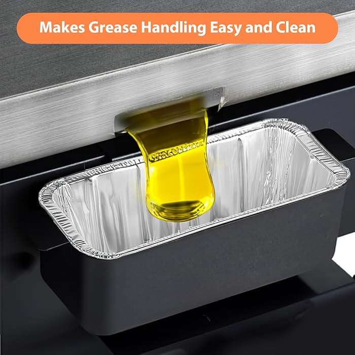 Whaleme 50-Pack Griddle Accessories for Blackstone - Grease Cup Liners Compatible with Blackstone 5017 Griddle, Aluminum Foil Drip Pan Disposable Grease Catcher Tray for 17, 22, 28, 36 Inch - Image 3