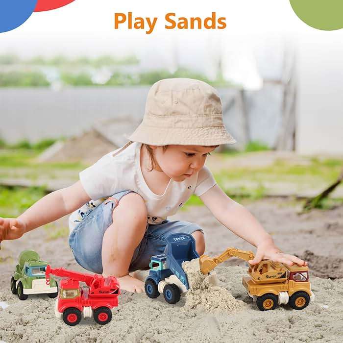 Olbyefly Construction Toys for 2 3 4 5 Years Old Boys Girls Kids Toddlers, Sandbox Excavator Toy Construction Truck Toys Vehicles Dump Crane Cement Mixer Truck, Christmas Birthday Gifts - Image 2