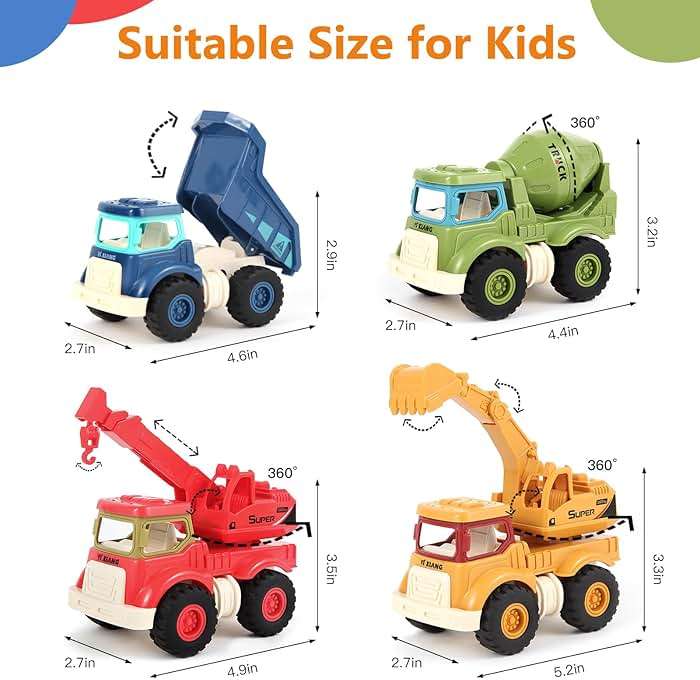 Olbyefly Construction Toys for 2 3 4 5 Years Old Boys Girls Kids Toddlers, Sandbox Excavator Toy Construction Truck Toys Vehicles Dump Crane Cement Mixer Truck, Christmas Birthday Gifts - Image 3