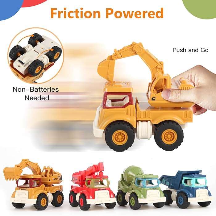 Olbyefly Construction Toys for 2 3 4 5 Years Old Boys Girls Kids Toddlers, Sandbox Excavator Toy Construction Truck Toys Vehicles Dump Crane Cement Mixer Truck, Christmas Birthday Gifts - Image 6