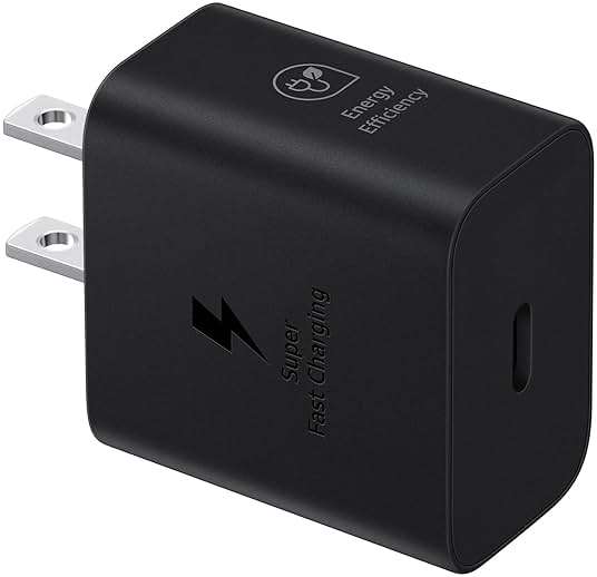 Samsung 25W Wall Charger Power Adapter, Cable Not Included, Super Fast Charging, Compact Design, Energy Efficient, Compatible with Galaxy and USB Type C Devices, Black - Image 1