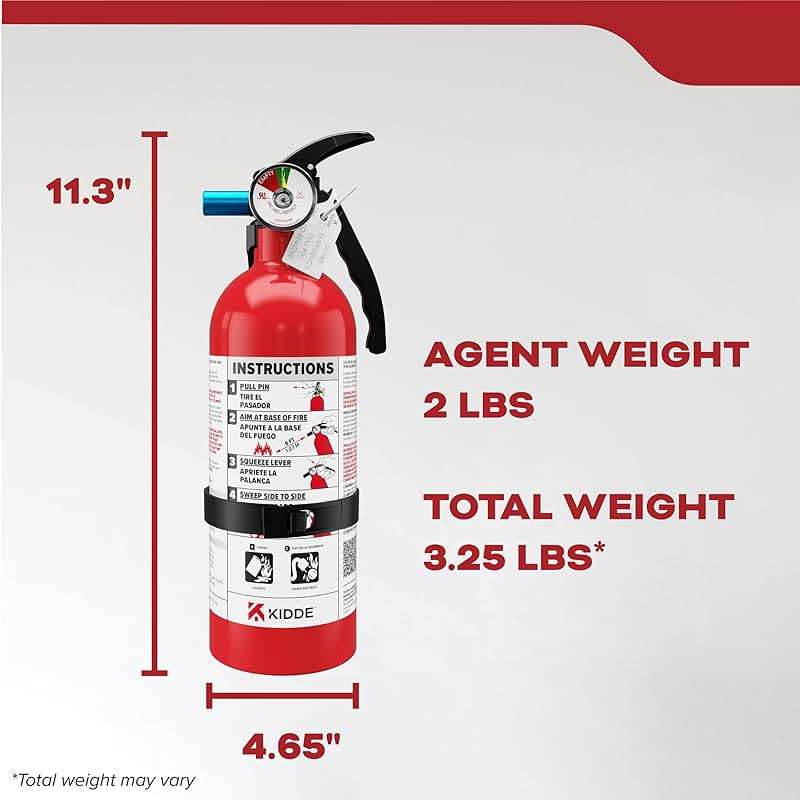 Kidde Basic 5 Fire Extinguisher for Home and Residential, 5-B:C, Very Small Flammable Liquids & Electrical Fires, 2 lbs. Dry Chemical, FA5G - Image 2