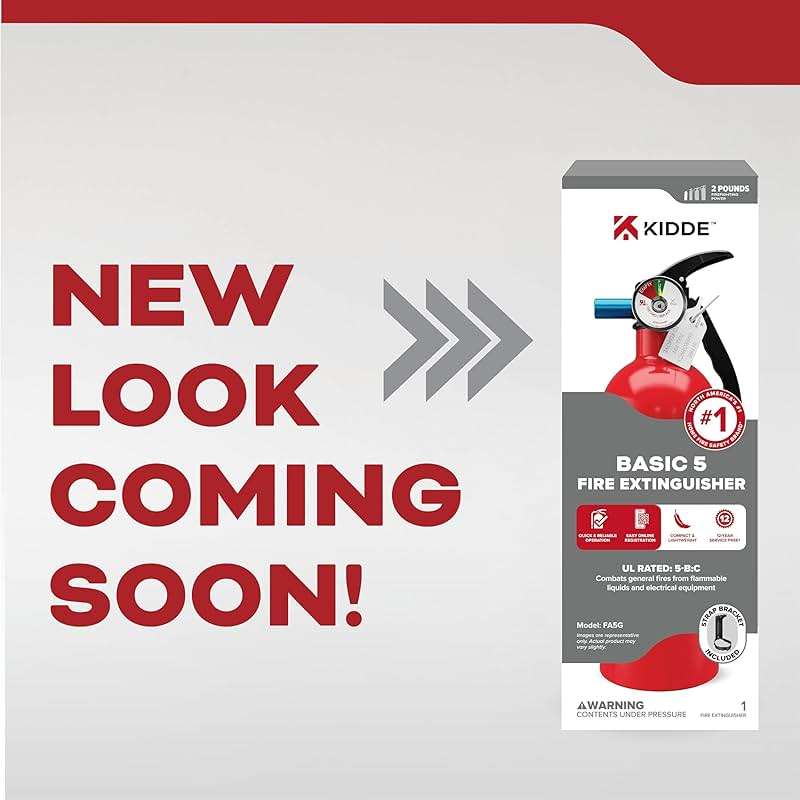 Kidde Basic 5 Fire Extinguisher for Home and Residential, 5-B:C, Very Small Flammable Liquids & Electrical Fires, 2 lbs. Dry Chemical, FA5G - Image 3