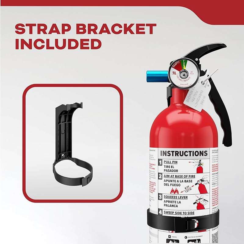 Kidde Basic 5 Fire Extinguisher for Home and Residential, 5-B:C, Very Small Flammable Liquids & Electrical Fires, 2 lbs. Dry Chemical, FA5G - Image 7
