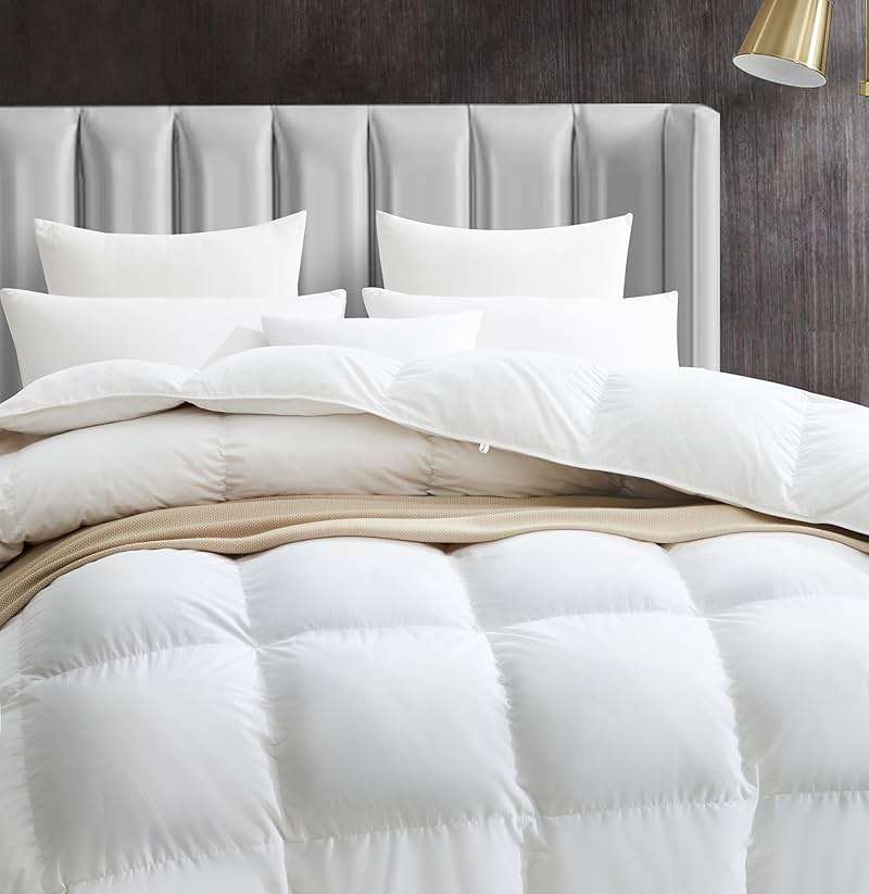 Maple&Stone Feather Down Comforter Queen Size All Season White Down Duvet Insert Ultra Soft 100% Cotton Cover Fluffy Queen Comforter 90 x 90 Inches - Image 2