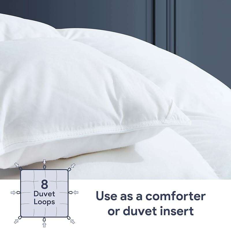 Maple&Stone Feather Down Comforter Queen Size All Season White Down Duvet Insert Ultra Soft 100% Cotton Cover Fluffy Queen Comforter 90 x 90 Inches - Image 3