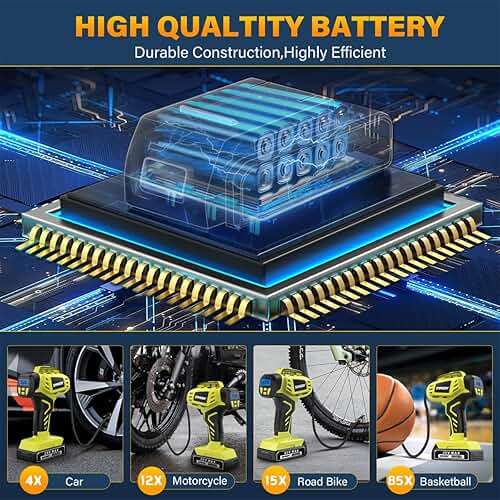 Tire Inflator Portable Air Compressor,Digital Cordless Tire Inflator,2X Faster Car Tire Pump with 20V Rechargeable Battery,Dual Power Supply Modes,Air Pump for Car Tires,E-Bike etc. - Image 5