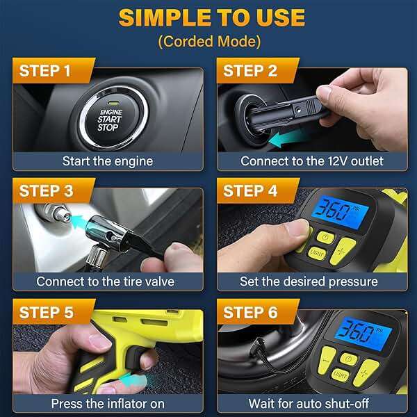 Tire Inflator Portable Air Compressor,Digital Cordless Tire Inflator,2X Faster Car Tire Pump with 20V Rechargeable Battery,Dual Power Supply Modes,Air Pump for Car Tires,E-Bike etc. - Image 9