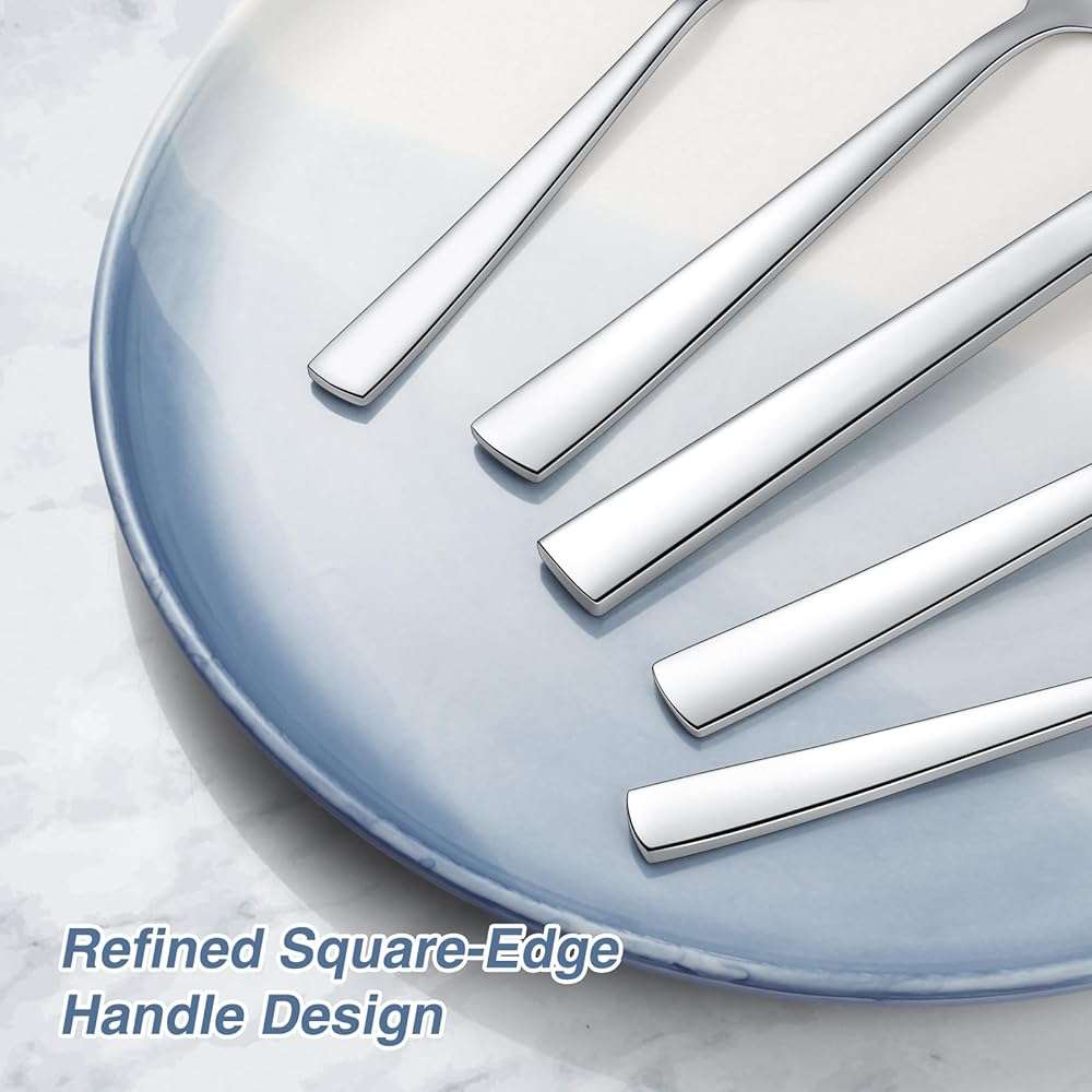 60 Piece Silverware Set For 12, Stainless Steel Flatware/Tableware Set Include Spoons/Forks/Knives, Yoehka Mirror Polished Cutlery Set For Home Kitchen Restaurant Hotel, Durable,Dishwasher Safe - Image 5
