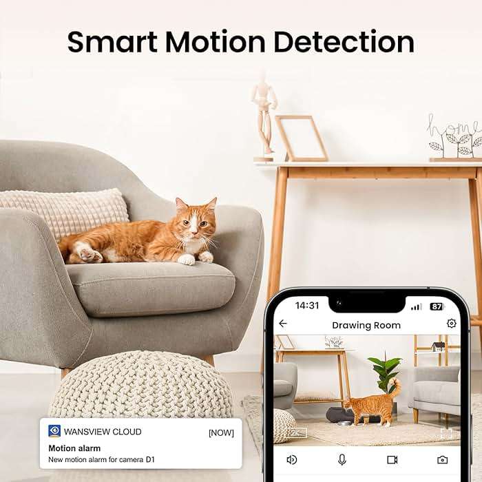Cinnado Security Camera Indoor-2K 360° WiFi Cameras for Home Security，Pet/Dog/Baby Camera with Phone app, 2-Way Audio, Night Vision, 24/7 SD Card Storage, Works with Alexa & Google Home (2.4Ghz)-D1 - Image 8