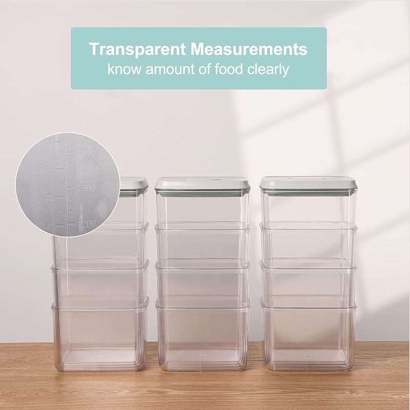 Cozey Daily Pop Containers with Lids - Stackable Airtight Food Storage, Kitchen Pantry Storage Containers for Snacks Candy Salt Herbs Spices BPA-Free (12PCS (1.2 + 2.0 + 2.7 + 3.3 Qt) * 3) - Image 6
