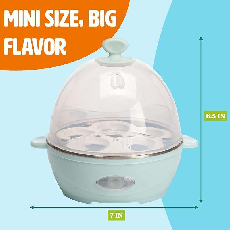 Tasty Mini Rapid Egg Cooker, 5-Egg Capacity for Perfect Hard Boiled Eggs or Omelets, Auto Shut Off, Aqua - Image 3