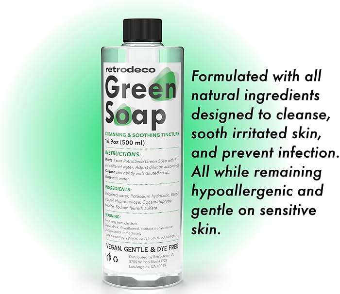 RetroDeco Ultra Concentrated 16.9oz Tincture of Green Tattoo Soap USP: Makes 1.3 Gallons of Green Soap with XL 16.9oz Squeeze Bottle - Image 4