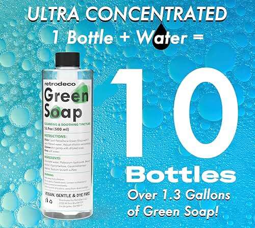 RetroDeco Ultra Concentrated 16.9oz Tincture of Green Tattoo Soap USP: Makes 1.3 Gallons of Green Soap with XL 16.9oz Squeeze Bottle - Image 5