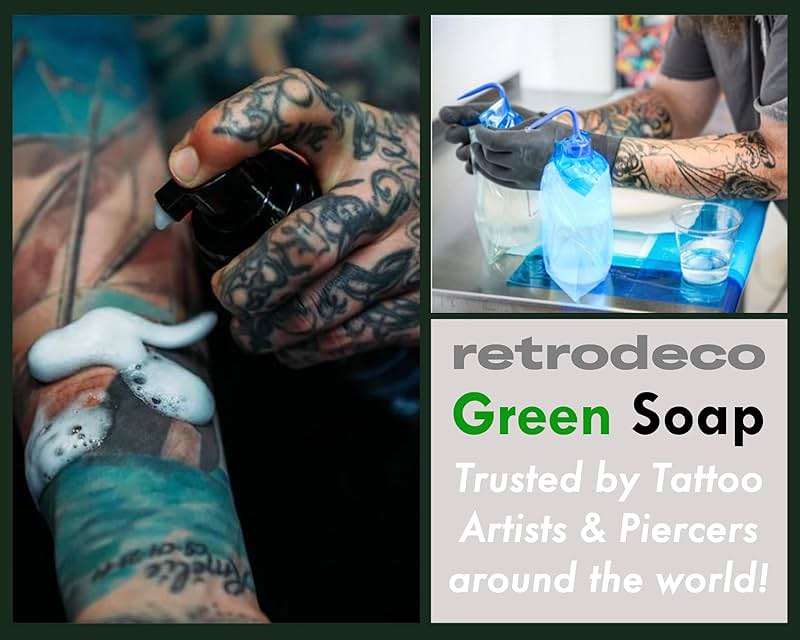RetroDeco Ultra Concentrated 16.9oz Tincture of Green Tattoo Soap USP: Makes 1.3 Gallons of Green Soap with XL 16.9oz Squeeze Bottle - Image 7