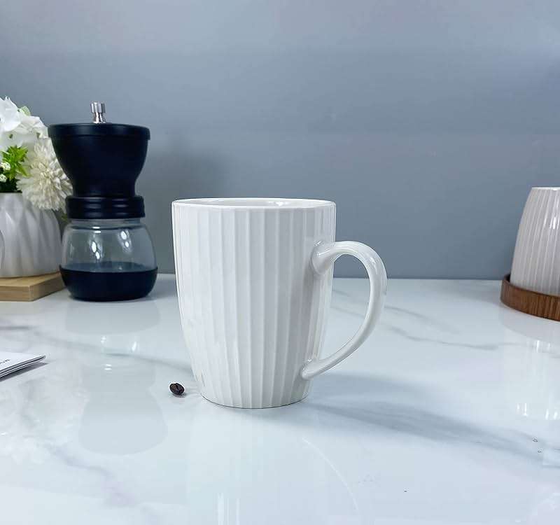 MIWARE 11 Ounce Porcelain Mugs, Set of 6 Coffee Mugs for Tea, Milk, Hot Cocoa, White - Image 2