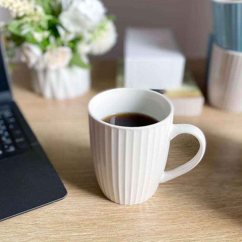 MIWARE 11 Ounce Porcelain Mugs, Set of 6 Coffee Mugs for Tea, Milk, Hot Cocoa, White - Image 4
