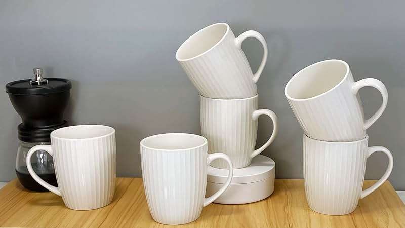 MIWARE 11 Ounce Porcelain Mugs, Set of 6 Coffee Mugs for Tea, Milk, Hot Cocoa, White - Image 6