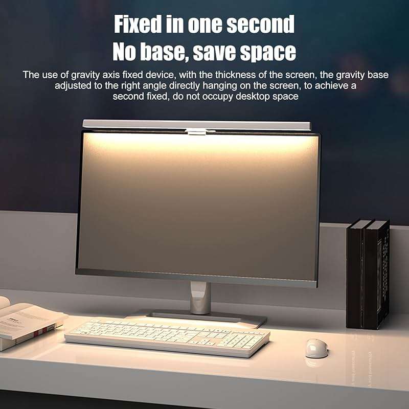 Computer Monitor Light Bar, Touch Control Adjustable E Reading USB Powered Lamp, No Glare Eye Caring LED Screen Monitor Light Bar, for 0.6 Inches to 1.6 Inches Laptops (White) - Image 2