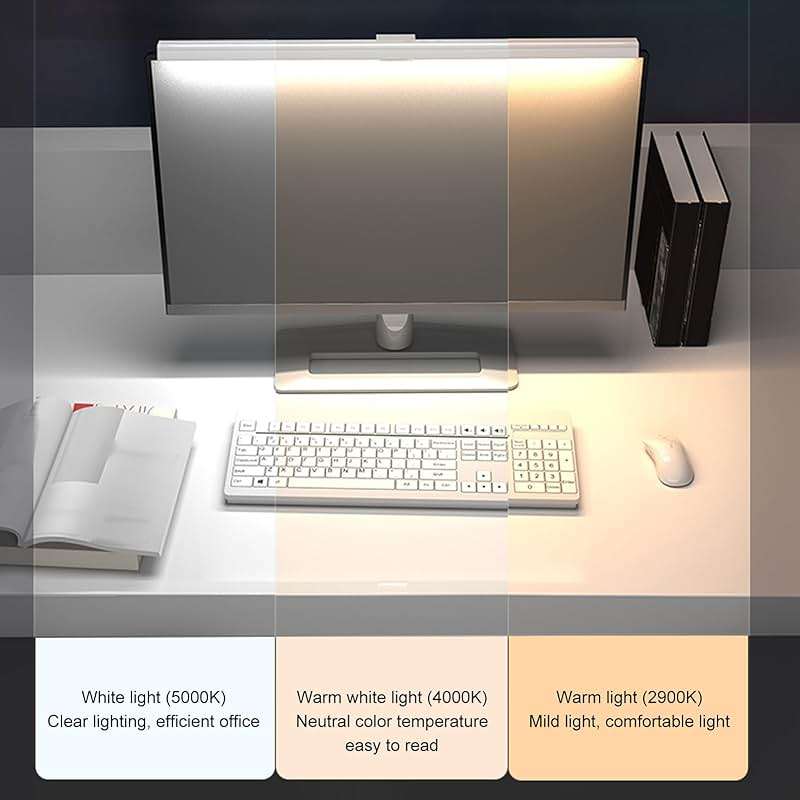 Computer Monitor Light Bar, Touch Control Adjustable E Reading USB Powered Lamp, No Glare Eye Caring LED Screen Monitor Light Bar, for 0.6 Inches to 1.6 Inches Laptops (White) - Image 3