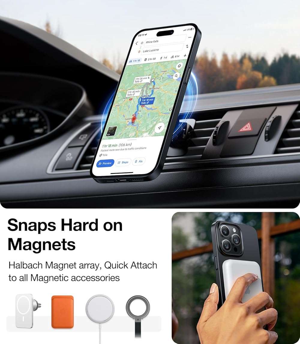 TORRAS Magnetic Slim-Fit for iPhone 15 Pro Max Case, Ultra-Thin 15 ProMax Phone Case Compatible with MagSafe, Lightweight Anti-Scratch Matte Hard iPhone 15 ProMax Case 6.7 inch OriginFit, Black - Image 9