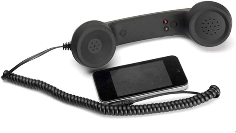 Retro Phone Handset, Wired Headset for Mobile Phone, Laptop, and Computer, Black - Image 1